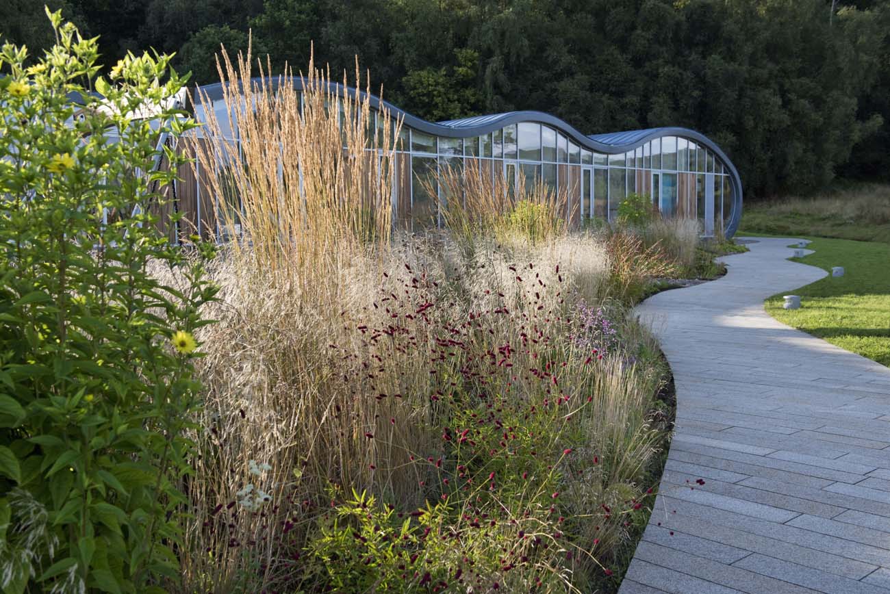 Scottish Garden Design Ripple Retreat rippling boardwalk, stone by CED Limited